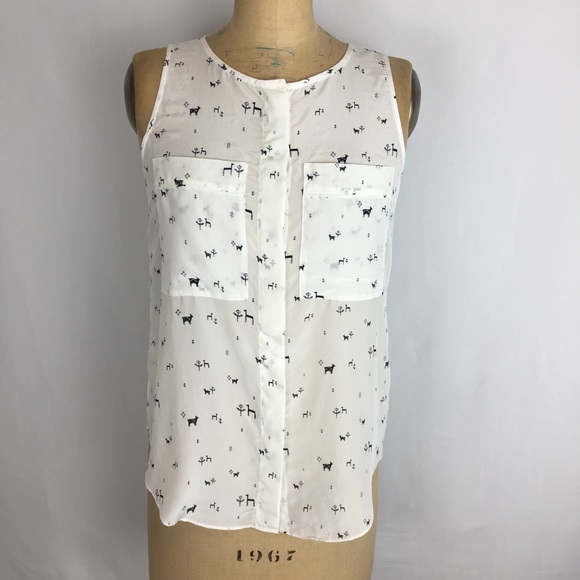 Club Monaco Sleeveless Animal Print Blouse